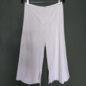 Nation LTD White Cropped Wide Legs Pleated Pants Size 4‎ Classic Neutral Preppy